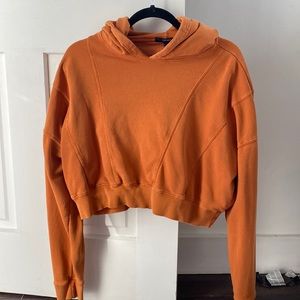 Forever 21 cropped orange sweatshirt hooded